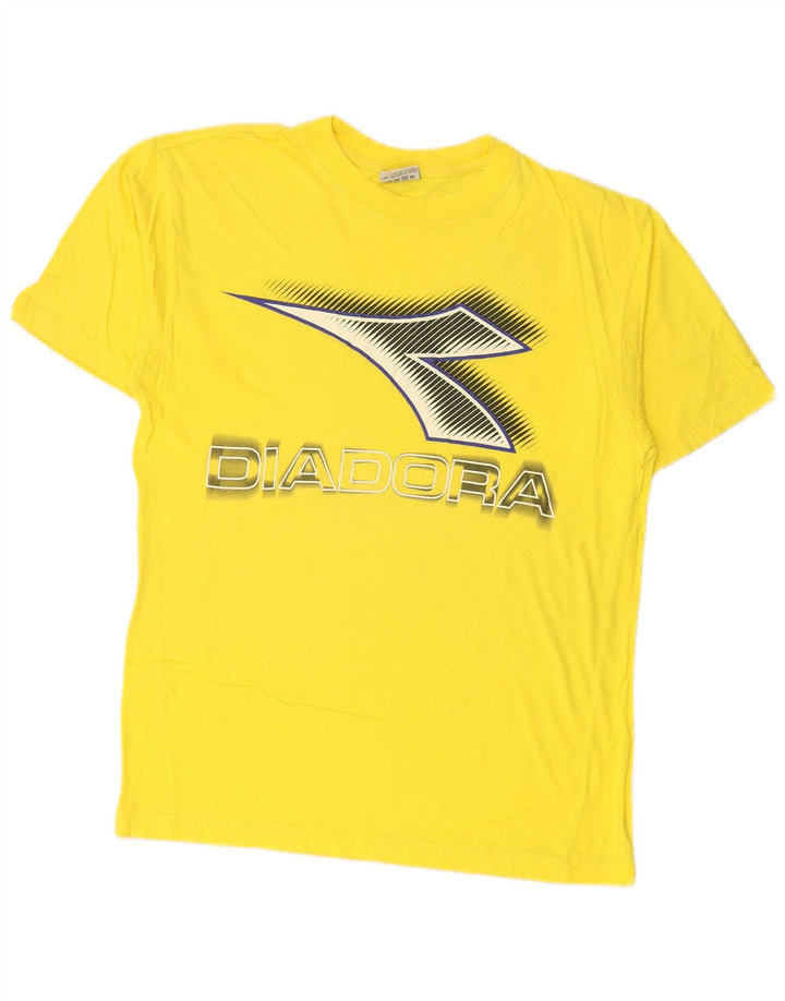 Camiseta masculina gráfica DIADORA Top médio algodão amarelo