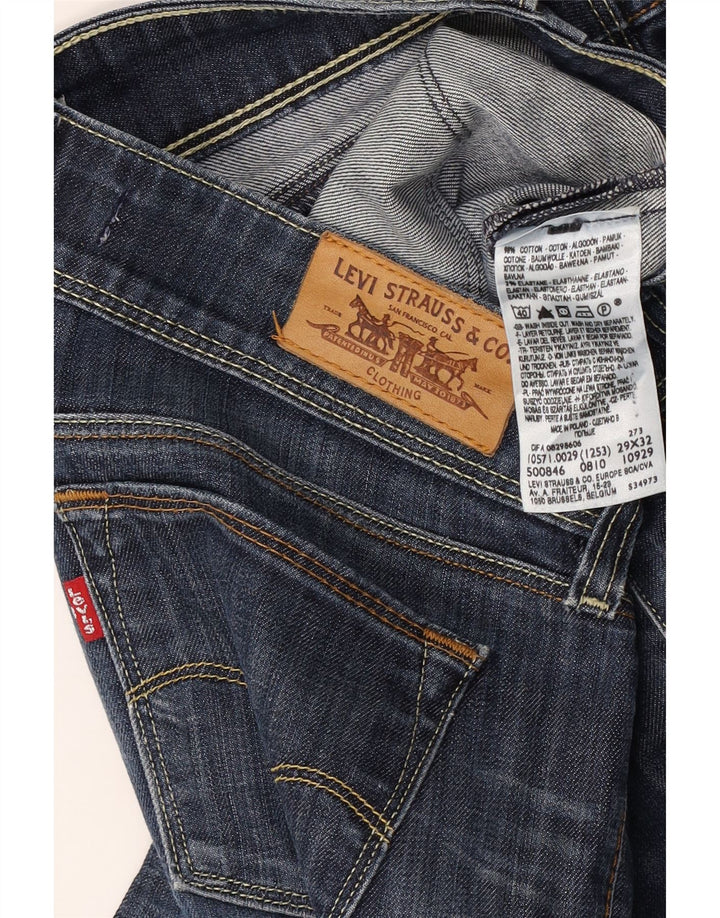 Calça jeans feminina Levi's 571 Slim W29 L32 azul marinho algodão