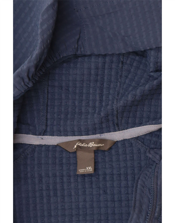 Jaqueta corta-vento feminina Eddie Bauer com capuz UK 20 2XL azul poliéster