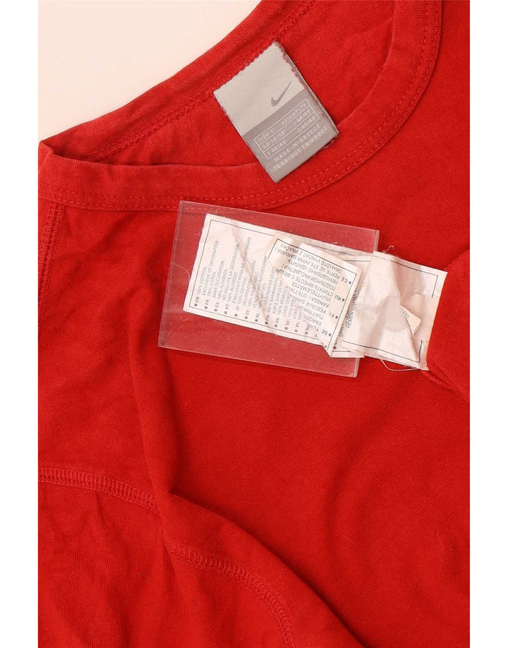 Nike Mens Top Manga Longa UK 36/38 Pequeno Algodão Vermelho