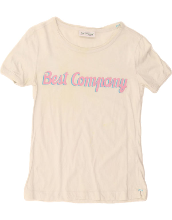 Camiseta feminina gráfica BEST COMPANY UK 6 XS algodão branco