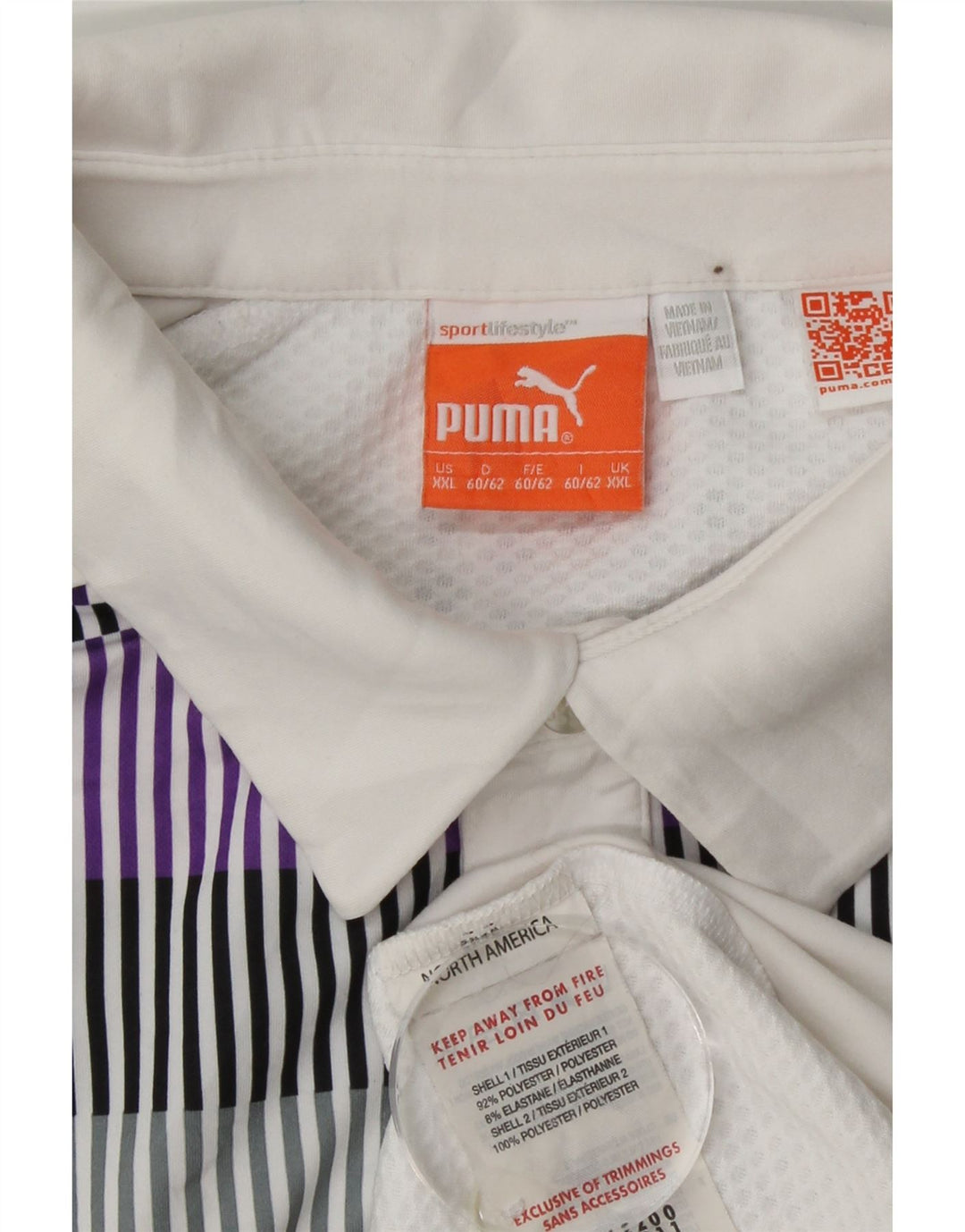 Camisa polo masculina PUMA 2XL poliéster listrado branco