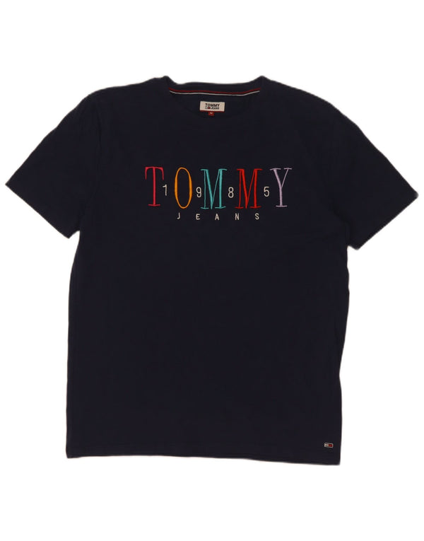 Tommy Hilfiger Camiseta masculina gráfica Top Médio Azul Marinho