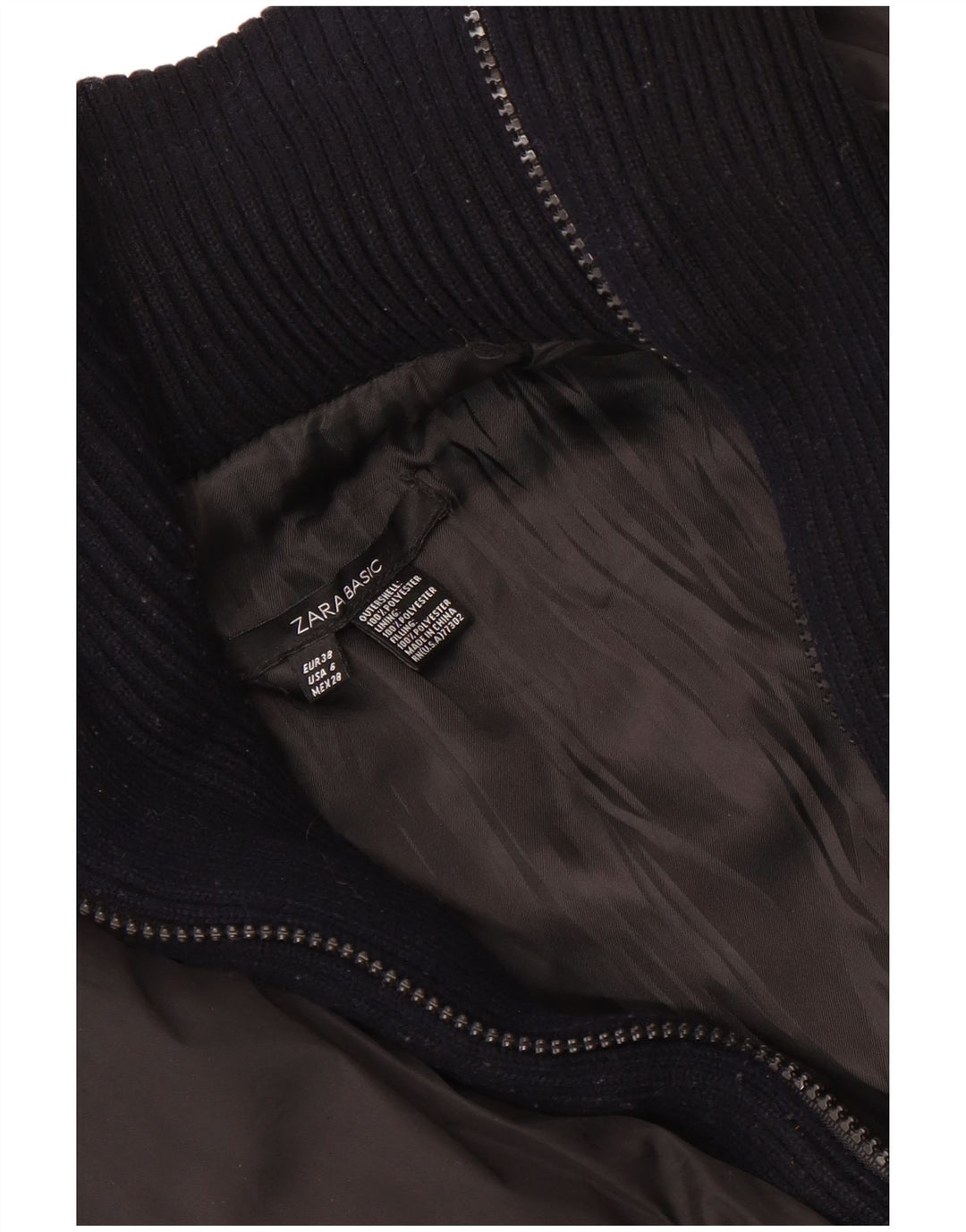 Jaqueta acolchoada feminina Zara EU 38 poliéster preto pequeno