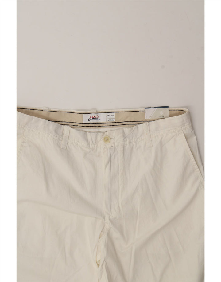 IZOD Mens Salt Water Chino Shorts W34 Large  Off White Cotton Vintage Izod and Second-Hand Izod from Messina Hembry 