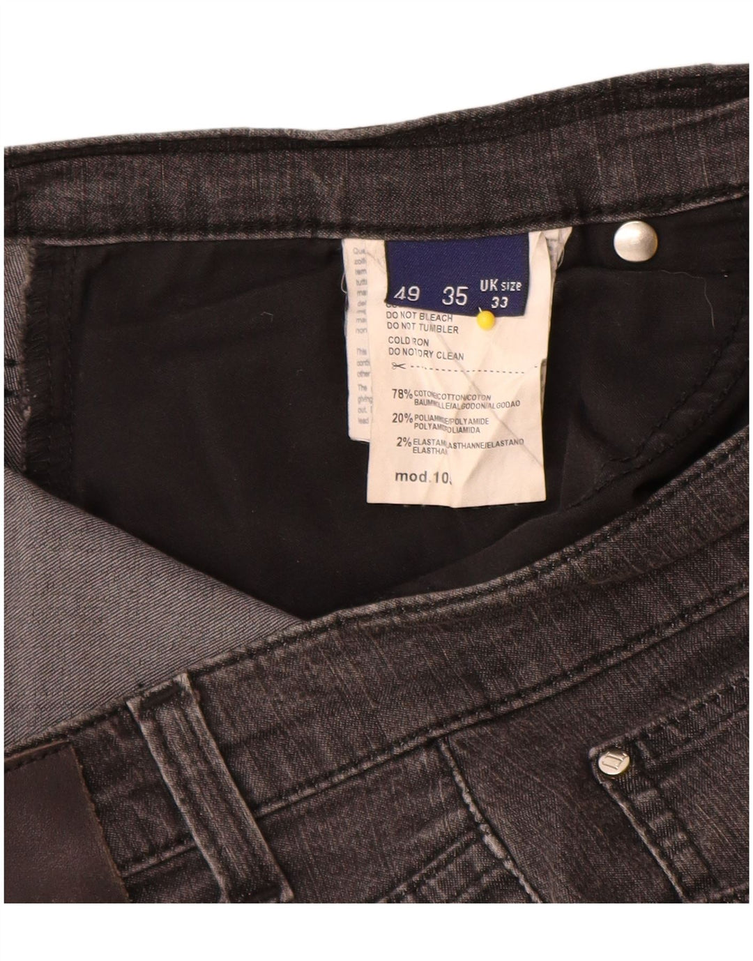 Jeans retos femininos Trussardi W33 L31 algodão cinza