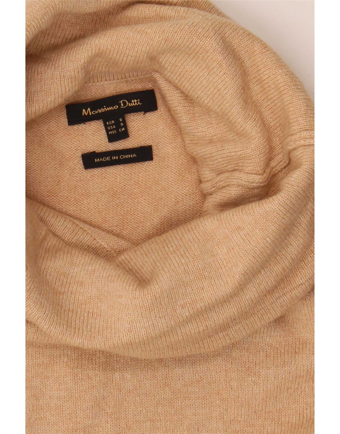 Suéter feminino Massimo Dutti com gola redonda grande Reino Unido 10 pequeno bege
