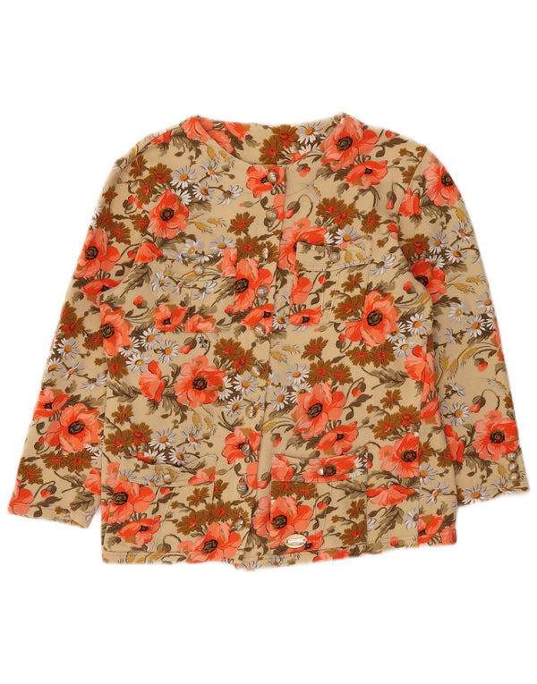 Jaqueta utilitária feminina vintage IT 42 algodão floral multicolorido médio