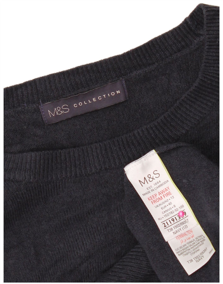 Suéter feminino Marks & Spencer com gola canoa Reino Unido 12 médio azul marinho