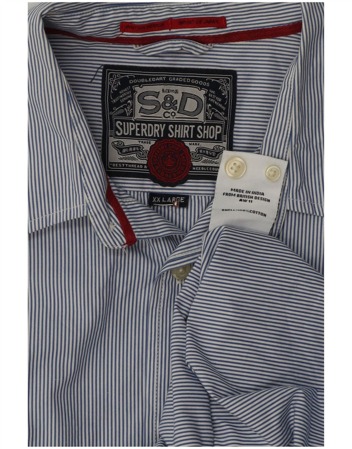 Camisa masculina Superdry 2XL algodão listrado azul