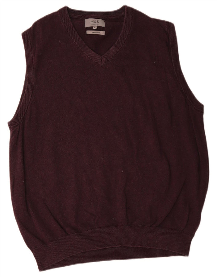 Regata masculina Marks & Spencer com colete grande de algodão roxo