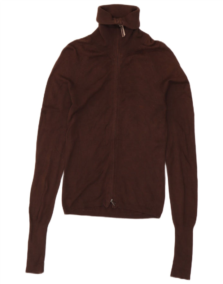 Suéter cardigã feminino Zara Reino Unido 8 pequeno rayon marrom
