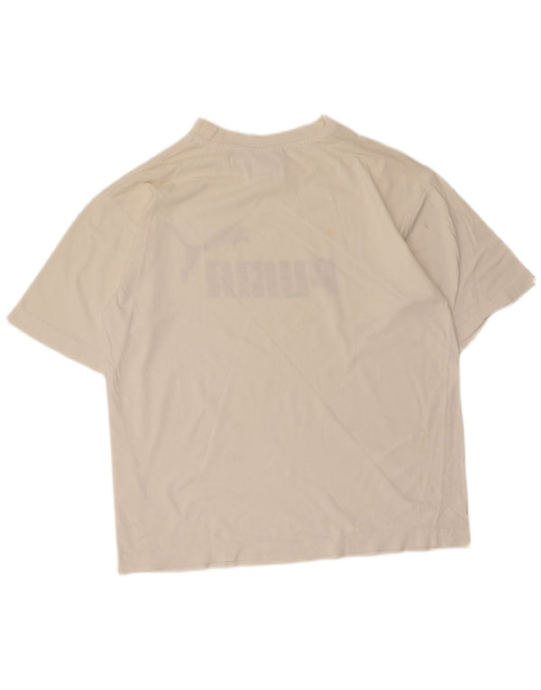 Puma Mens Graphic T-Shirt Top Pequeno Algodão Branco