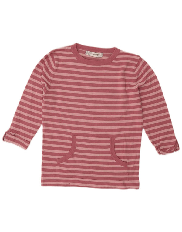 ZARA Top feminino manga 3/4 11-12 anos algodão listrado rosa médio