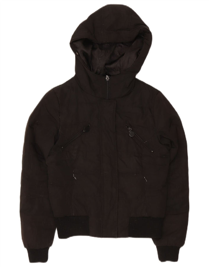 Jaqueta acolchoada com capuz feminina Zara UK 10 pequena preta