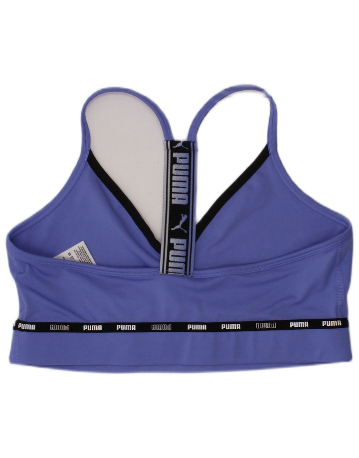 Sutiã esportivo gráfico feminino Puma Top médio azul poliéster esportivo