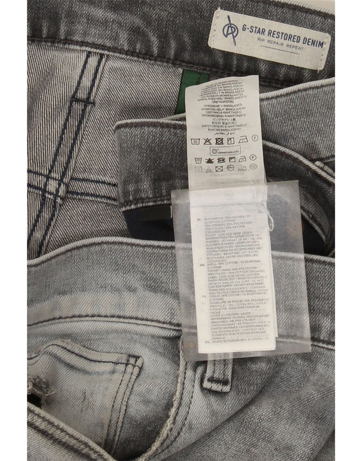 G-Star masculino 3301 jeans slim desgastado W36 L36 algodão cinza