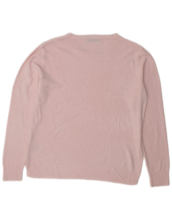 Suéter feminino Marks & Spencer com gola canoa e acrílico rosa grande Reino Unido 14