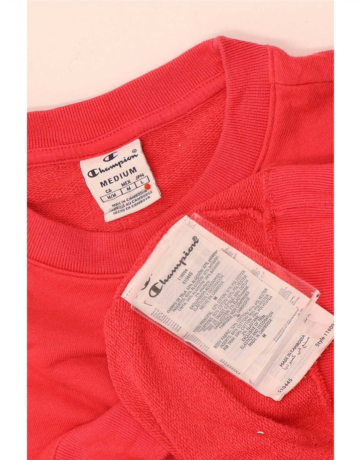 Champion feminino gráfico crop moletom jumper UK 14 médio algodão vermelho