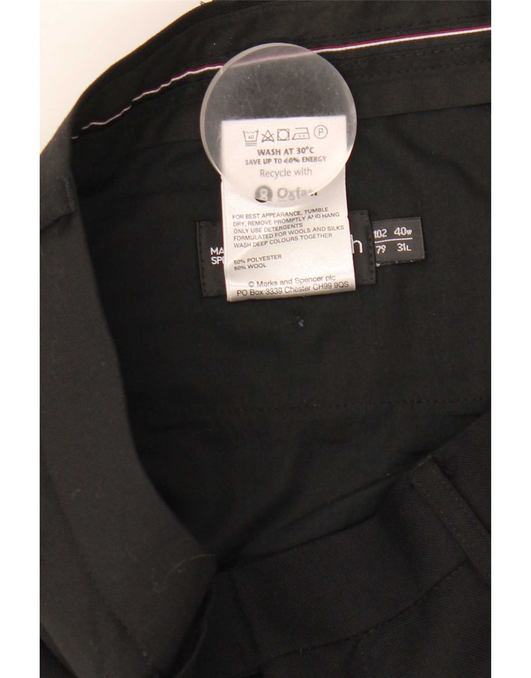 Calça masculina Marks & Spencer Autograph Straight Suit W40 L31 preta