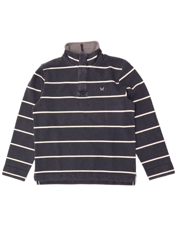 Crew Clothing Mens moletom com zíper e gola alta listrado azul marinho