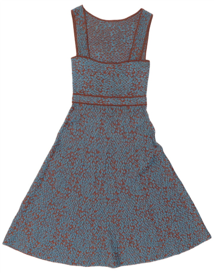 Vestido feminino Missoni sem mangas em linha A IT 42 poliamida manchada azul médio