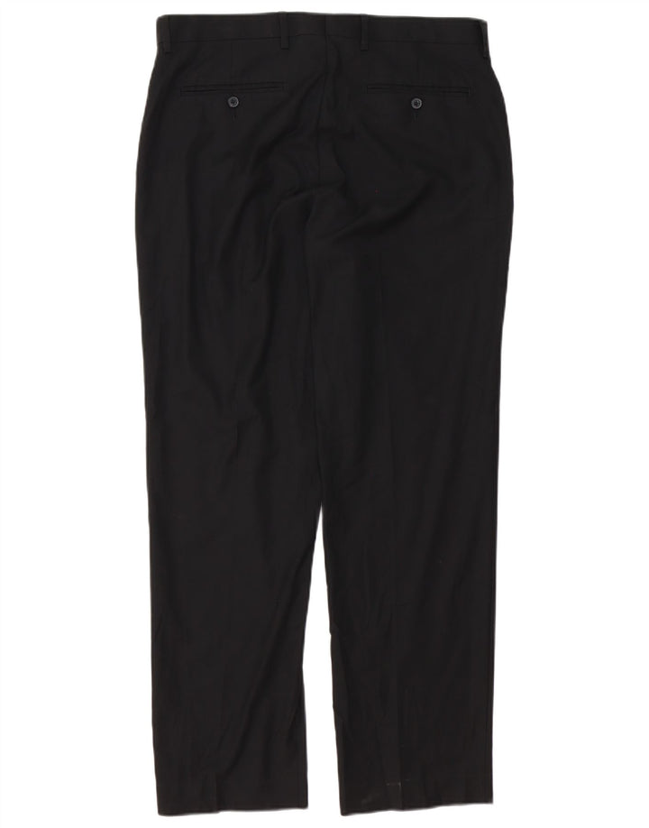Calça masculina de ajuste regular Marks & Spencer W34 L31 poliéster preto