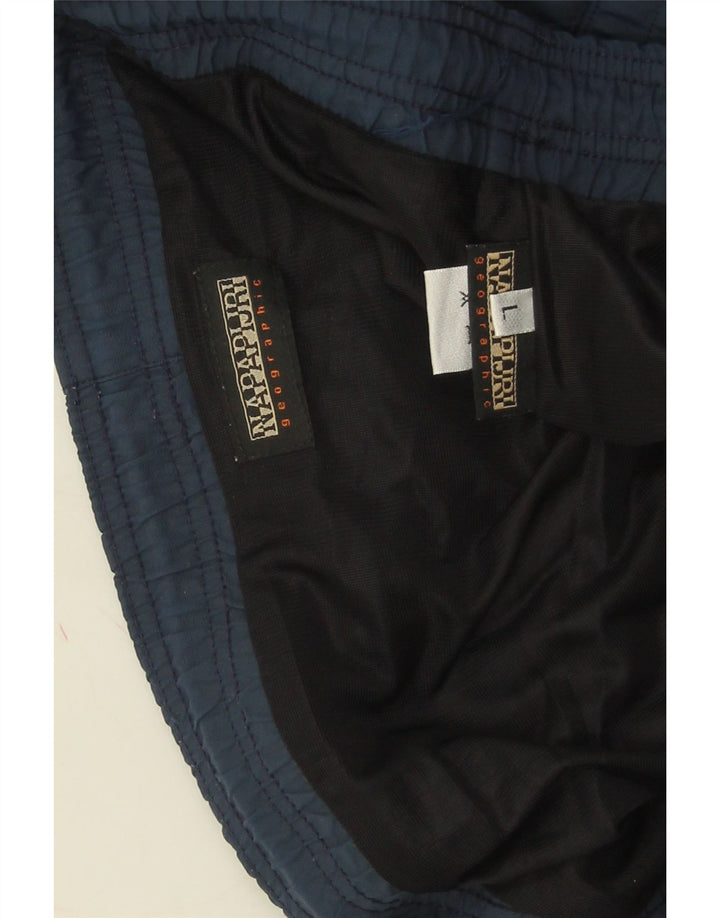 Napapijri Calção de banho masculino gráfico grande azul marinho Colourblock Nylon