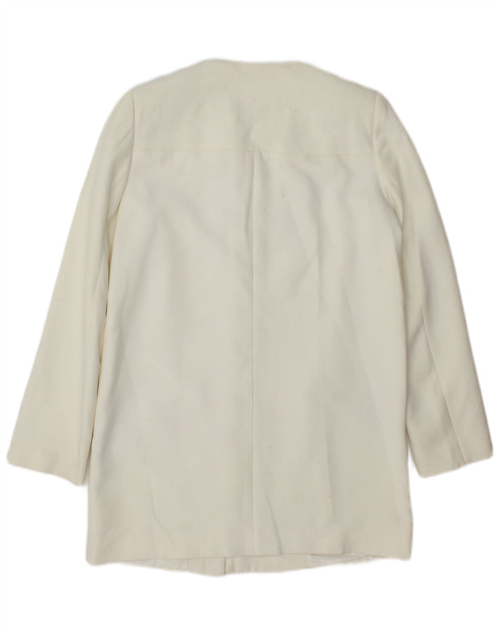 Zara Womens Longline Blazer Jacket UK 14 Médio Branco Poliéster