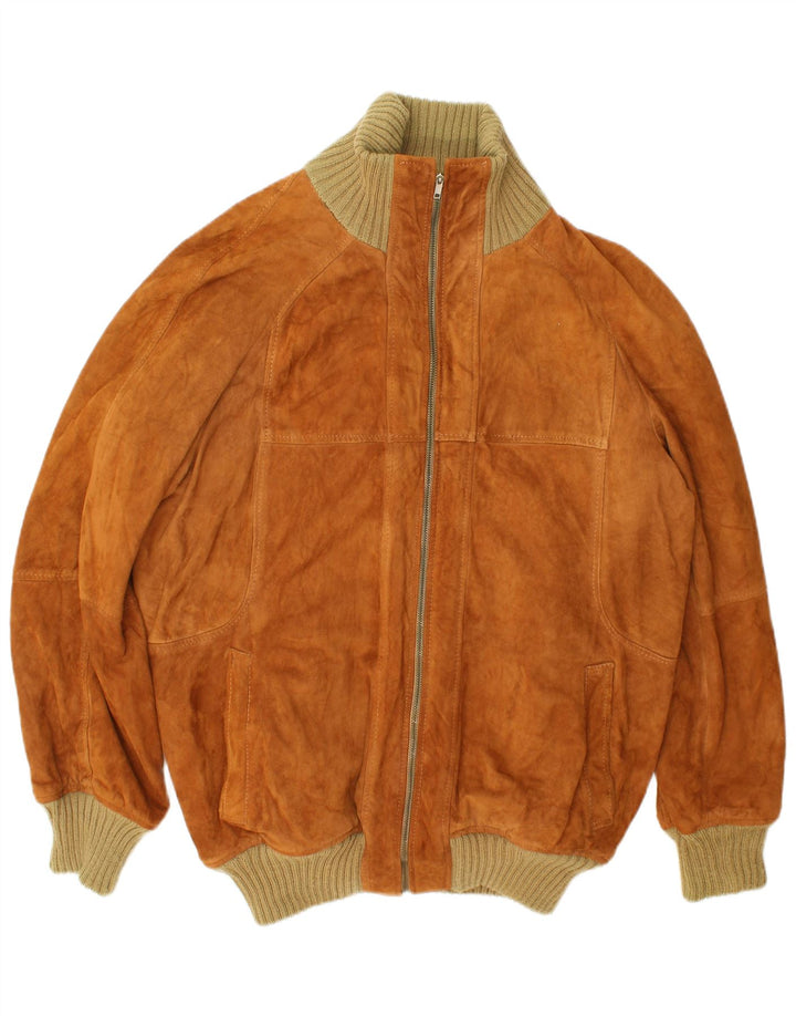 Jaqueta bomber masculina de camurça Essebi IT 52 XL couro bege