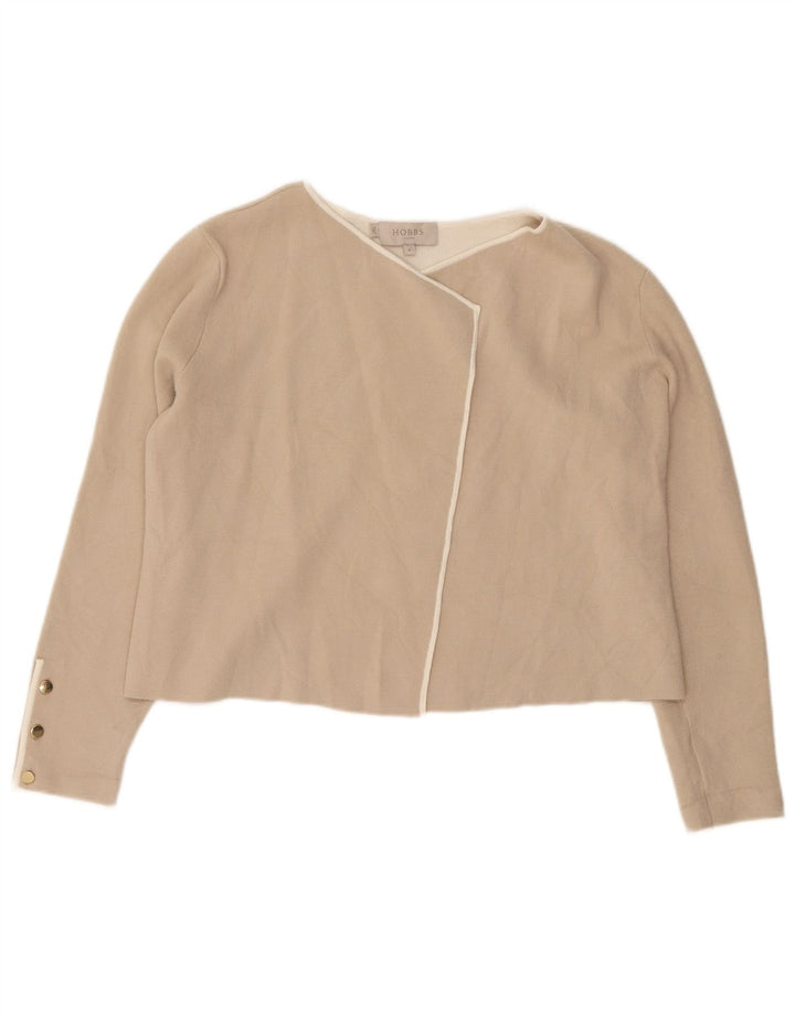 Suéter cardigã aberto feminino Hobbs Reino Unido 14 viscose bege médio