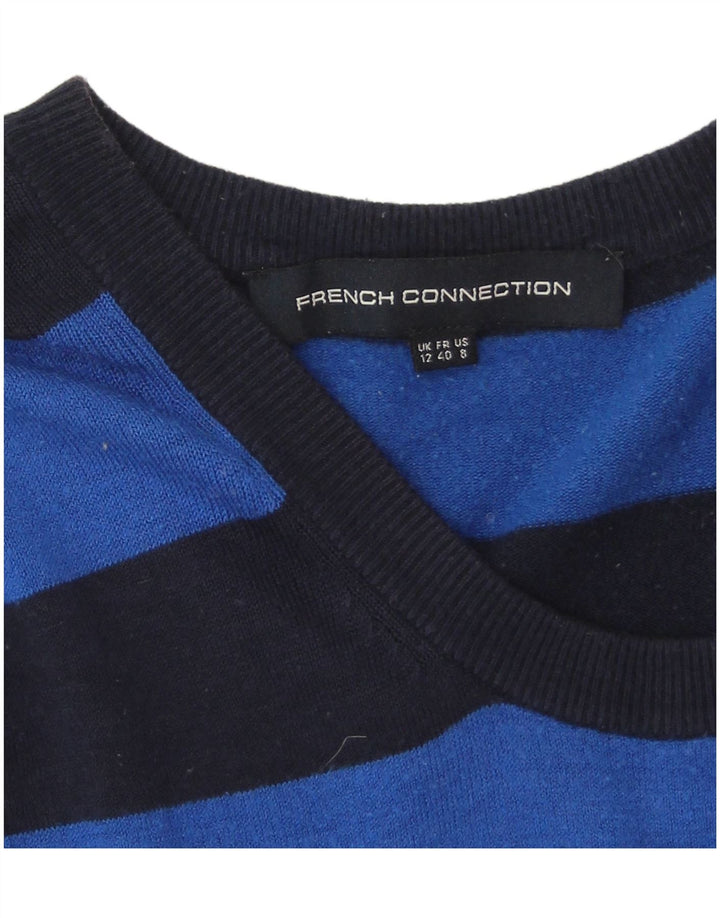Vestido jumper feminino French Connection Reino Unido 14 listrado azul médio