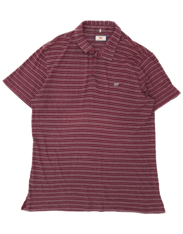 Camisa polo masculina Carrera Regular Fit XL algodão listrado cor de vinho