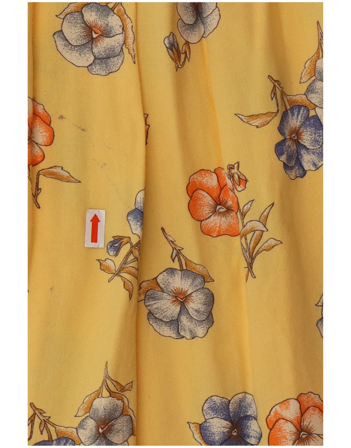 Saia midi feminina vintage W24 XS floral amarelo