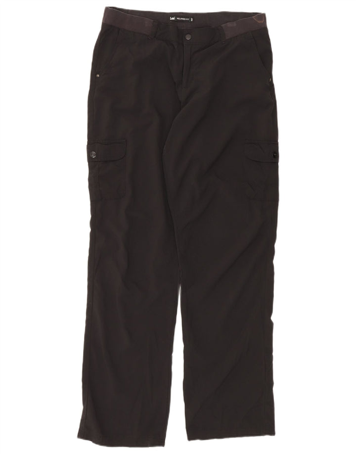 Calça cargo feminina Lee com ajuste relaxado EUA 8 médio W32 L32 poliéster preto