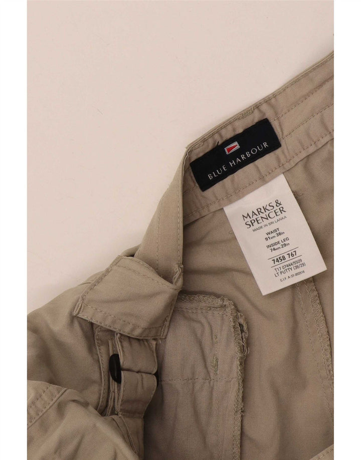 Calça cargo masculina Marks & Spencer Blue Harbour cônica W36 L29 bege
