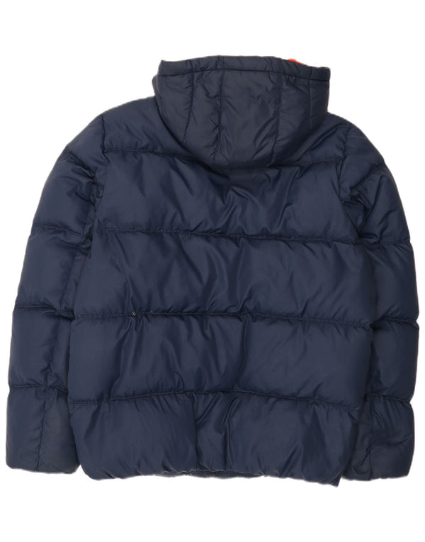 Jaqueta masculina acolchoada com capuz Tommy Hilfiger Reino Unido 42 XL azul marinho poliéster