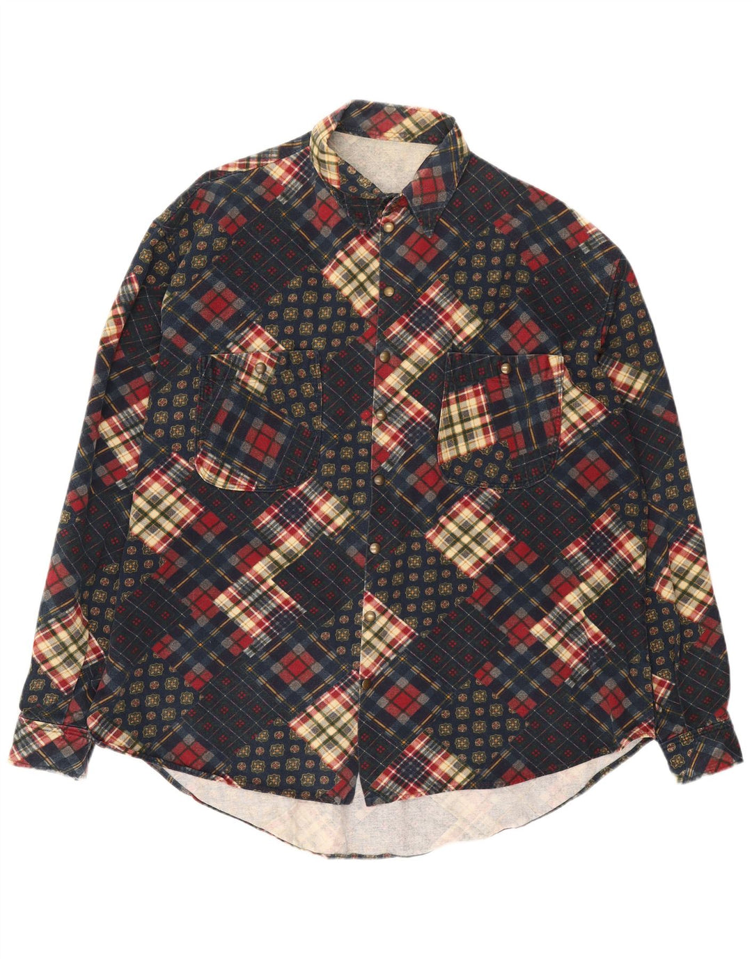 Camisa masculina vintage 3XL patchwork azul marinho