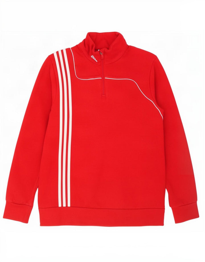 Adidas Mens Zip Neck Moletom Jumper Médio Algodão Vermelho