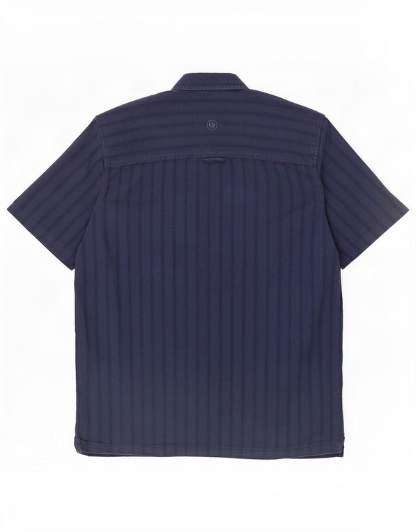 Camisa masculina de manga curta Fat Face XL algodão listrado azul marinho