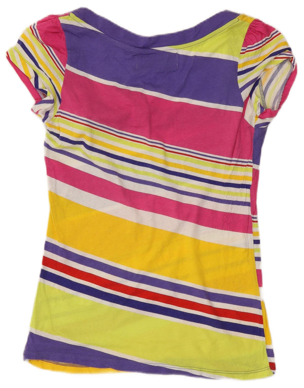 Camiseta feminina Zara UK 12 média listrada multicolorida