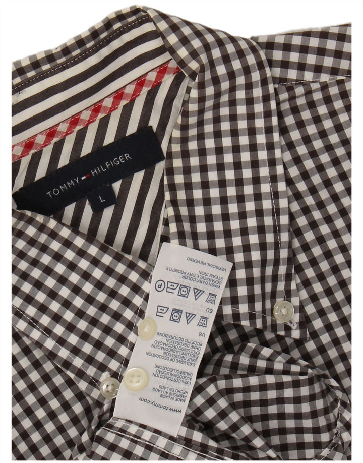 Camisa masculina Tommy Hilfiger grande algodão guingão preto