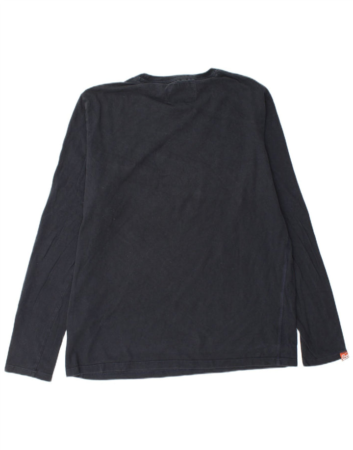 SUPERDRY Top gráfico masculino manga comprida 2XL algodão azul marinho