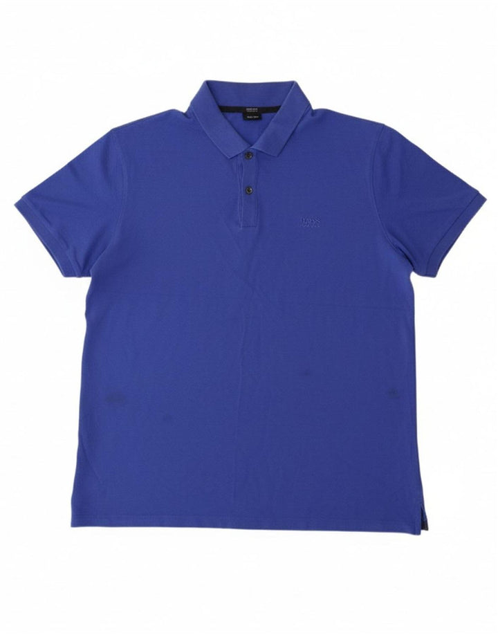 Camisa polo masculina de ajuste regular HUGO BOSS XL algodão azul