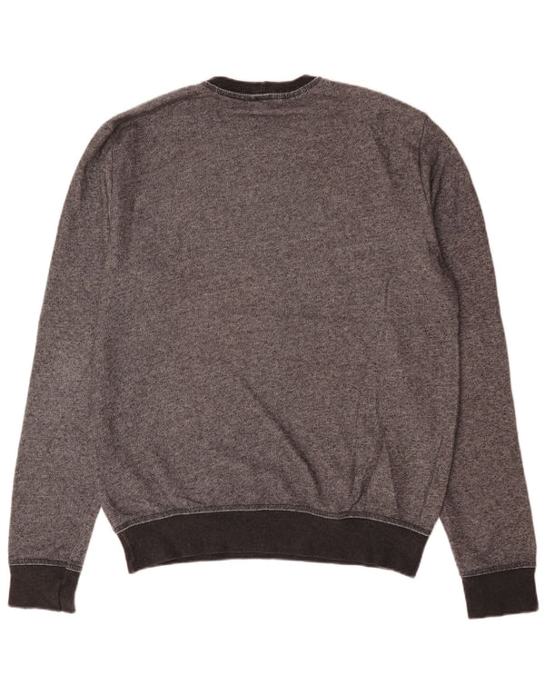 Benetton moletom gráfico masculino jumper 2XL algodão manchado cinza
