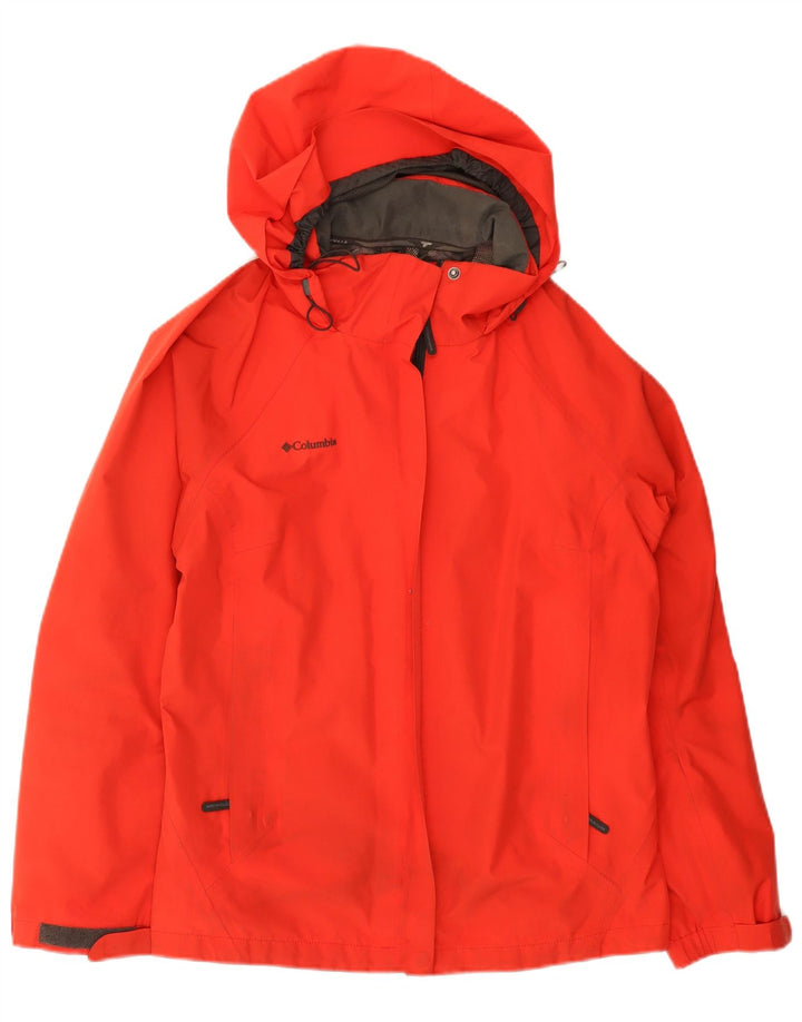 Jaqueta de chuva feminina com capuz Columbia UK 16 grande poliéster vermelho