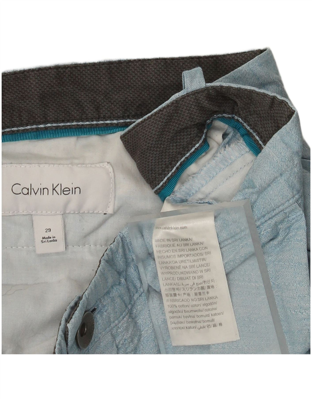 Calvin Klein Mens Chino Shorts W29 Pequeno Azul Algodão
