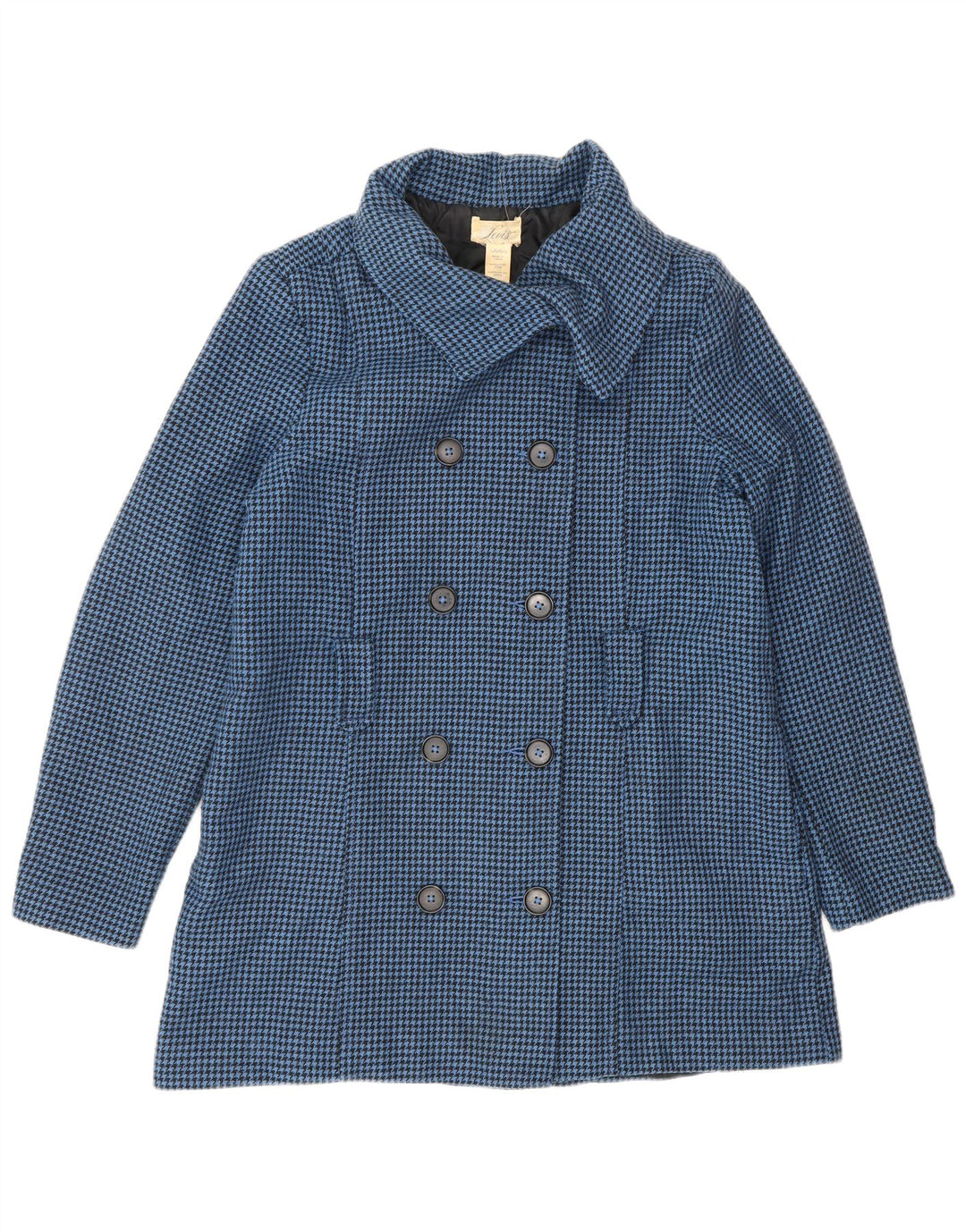 Casaco feminino com peito duplo LEVI'S Reino Unido 16 grande lã houndstooth azul
