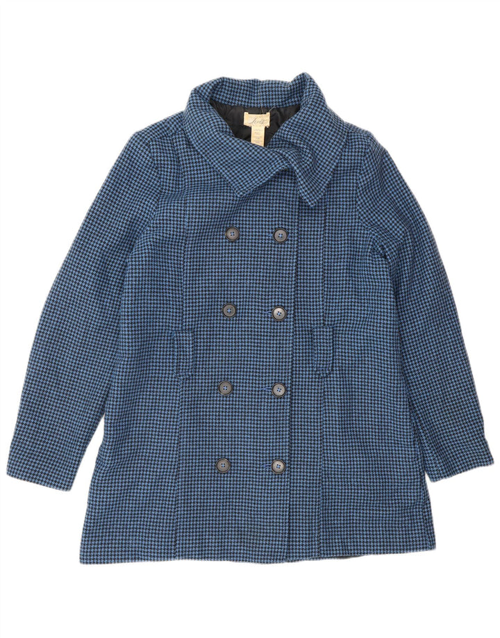 Casaco feminino com peito duplo LEVI'S Reino Unido 16 grande lã houndstooth azul