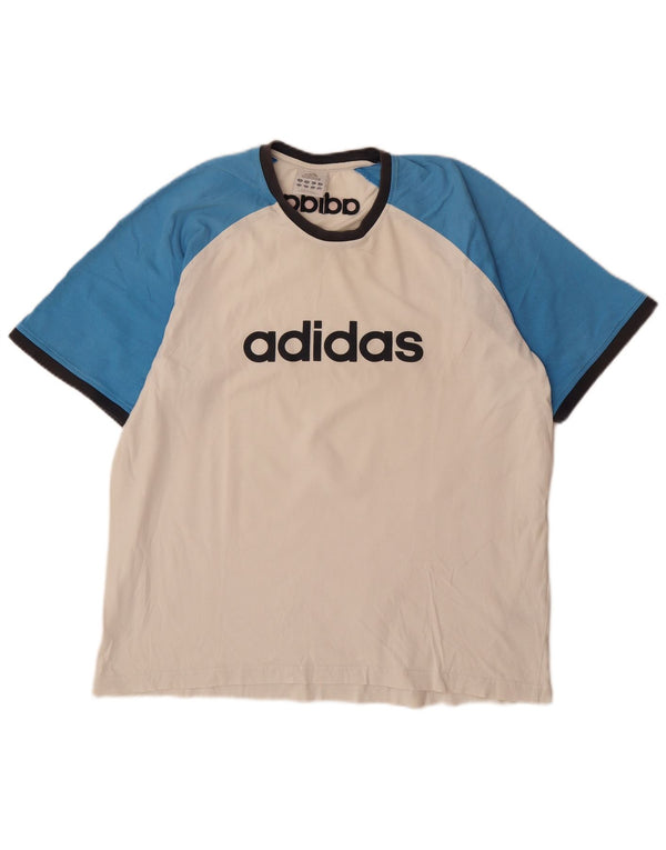 Adidas Mens Graphic T-Shirt Top XL Branco Colorblock Algodão